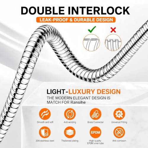 Rainsihe 118 Inch Swivel Shower Hose Brushed Nickel