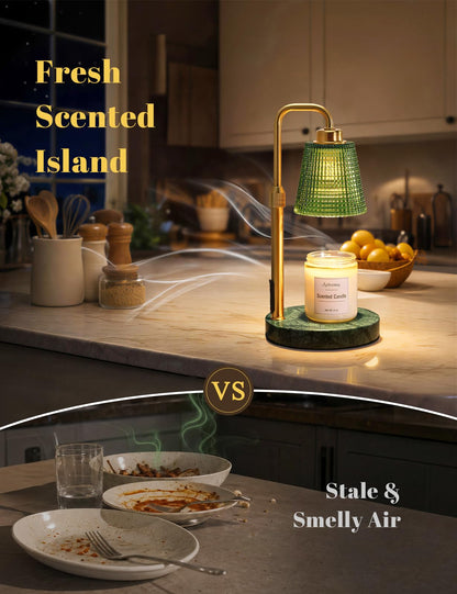 Marble Candle Warmer Lamp with Timer (Marble-Green)