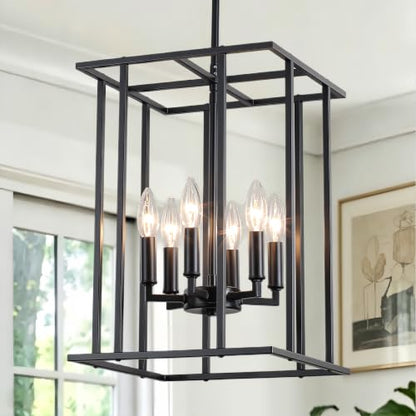 Small 6 Light Black Farmhouse Chandelier