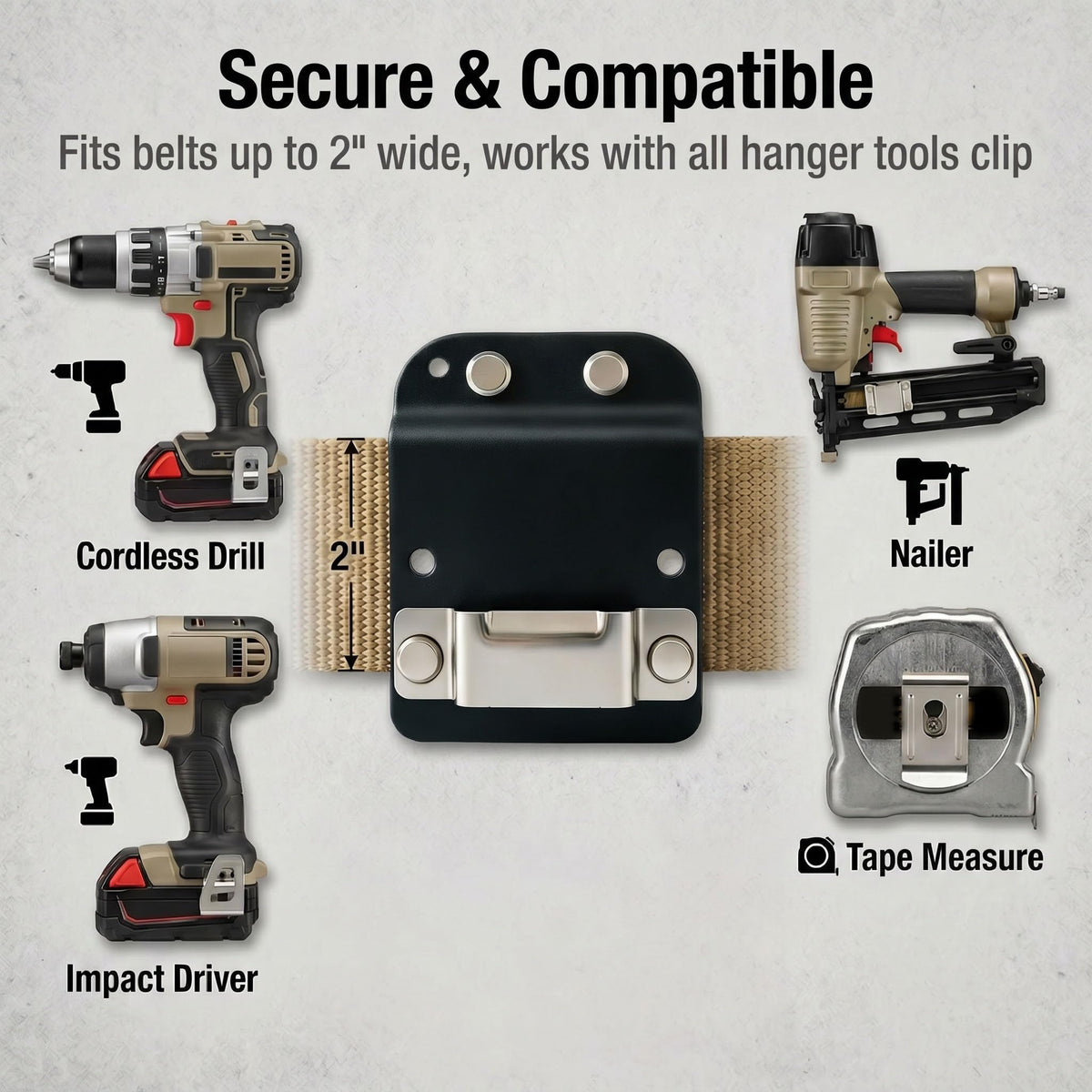 Slim) Tape Measure Holder for Tool Belt, Fits 2" Belt (Slim)