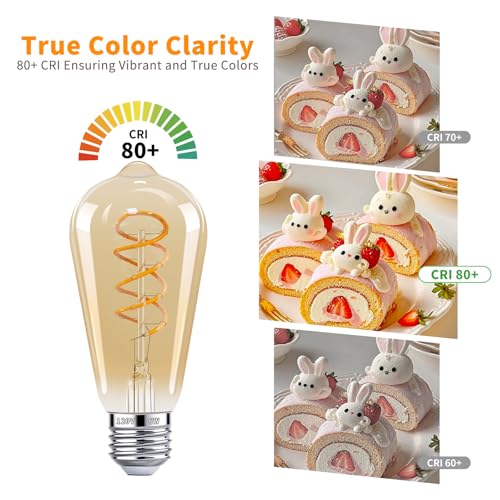 ST64 LED Vintage Edison Amber Light Bulbs