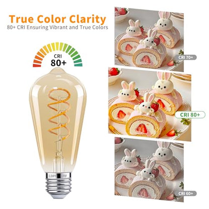 ST64 LED Vintage Edison Amber Light Bulbs