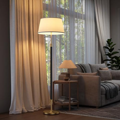 Mid Century Modern Floor Lamp with 18” Oversized Linen Shade