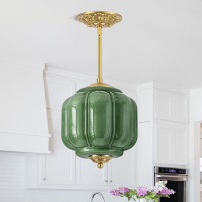 Gold Vinatge Chandelier (Green)