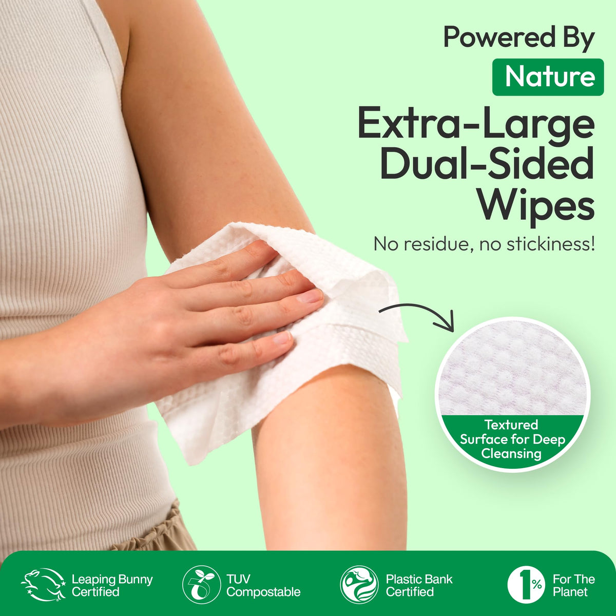 Travel Deodorant Wipes for Women & Men (Refresh - Cucumber Aloe - 50 Count)