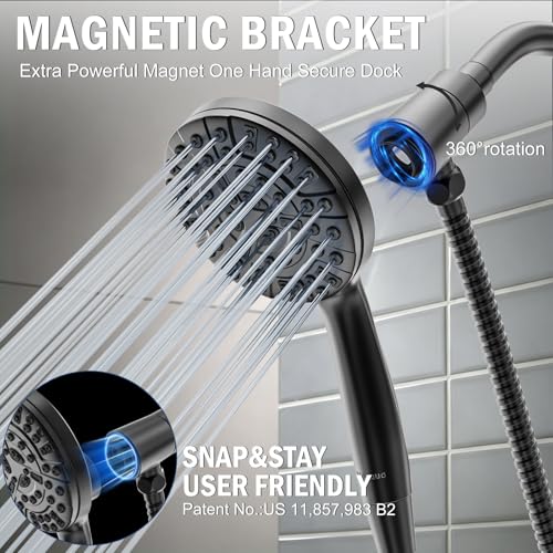 9 Settings High Pressure Magnetic Shower Head with Handheld