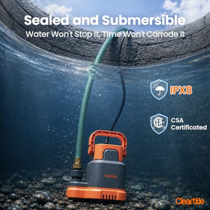 Submersible Utility Water Pump (1/3 HP Sump Pump)
