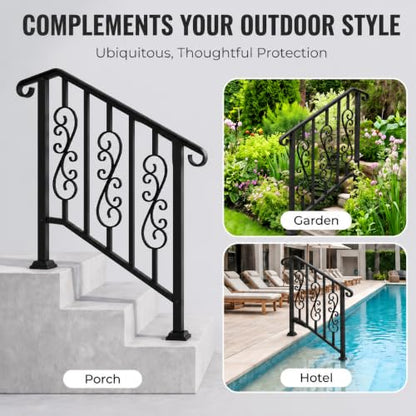 3 Step Wrought Iron Handrail