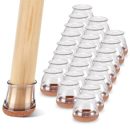 24 Pack Round Chair Leg Floor Protectors for Hardwood Floors (Clear-24pcs / Round Large)