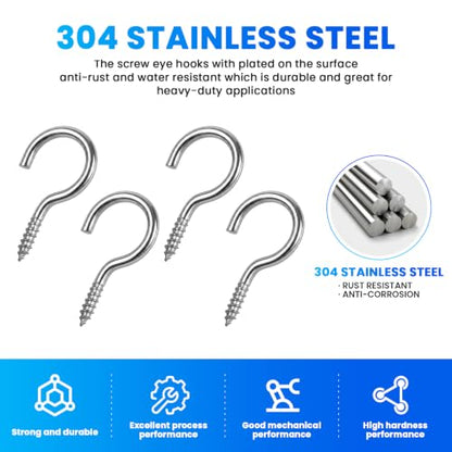 4 Pack 5 Inch Eye Bolts M1 Screw in Hooks