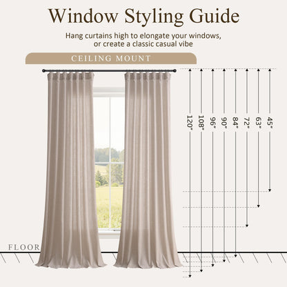Oatmeal Linen Curtains 102 Inches Long 2 Panels for Living Room (Oatmeal / 50"W x 102"L (Pack of 2))