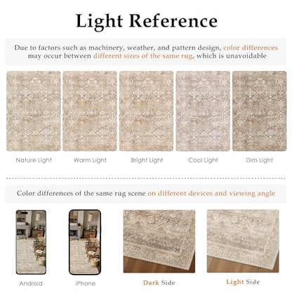 6x9 Area Rugs Retro Beige Washable Rug (Beige / 6' x 9' (Rectangular))