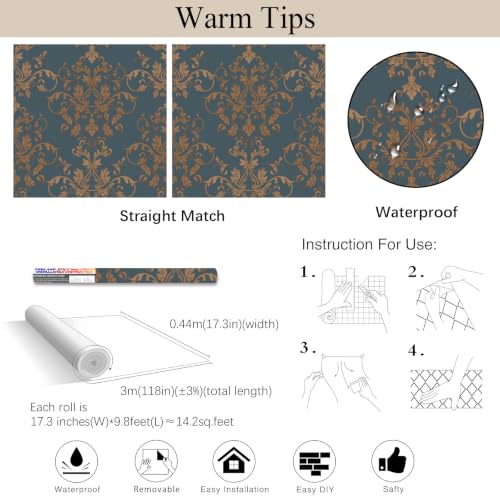 Vintage Damask Peel and Stick Wallpaper