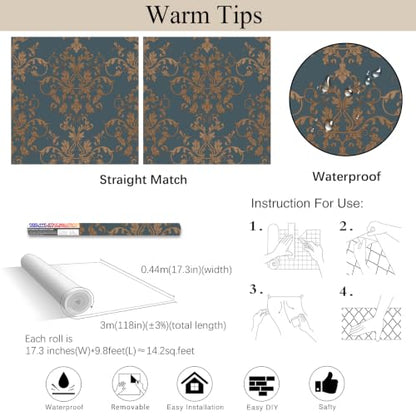 Vintage Damask Peel and Stick Wallpaper