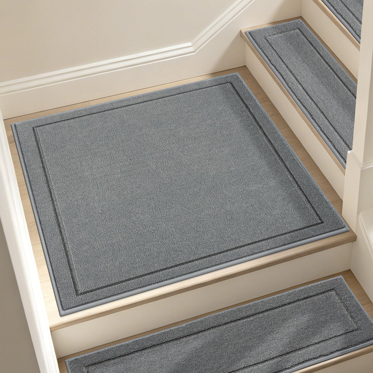 Non Slip Stair Landing Rug Mat (2'6" x 2'6" (Rectangular) / Light Grey)