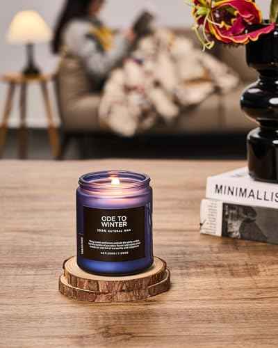 Ode to Winter Scented Candle for Home Natural Soy Wax Non Toxic Cotton Wick Winter Scent (Small Jar / Ode To Winter)