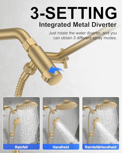 Rain Shower Head with 3 Modes Handheld Showerheads