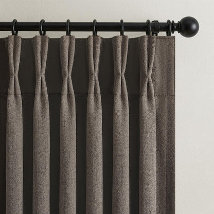 Viral Pinch Pleated 90 Inch Blackout Linen Curtain (Chocolatetart / 50"W x 90"L (Pack of 2))