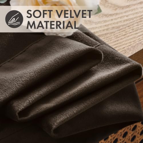 Brown Velvet Curtains 4 Panels Set Back Tab 40 x 63 Inch Long (Brown / 40"W x 63"L (Pack of 4))