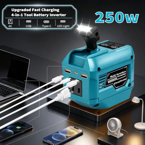 250W Power Inverter Compatible with 18V Battery
