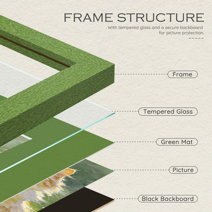 5x7 Green Wood Grain Picture Frame (Green Frame Green Mat / 5x7)