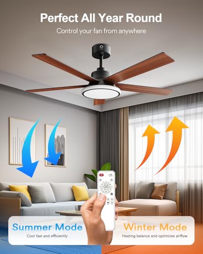 Smart RGB Ceiling Fans with Lights 52in