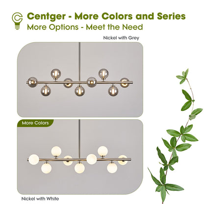 Linear Sputnik Dining Chandelier (Nickel + Grey / 9-Light 40 Inch)