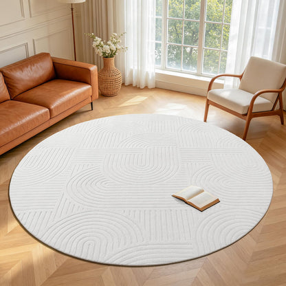 6ft Area Rugs for Living Room (6' (Round) / White)
