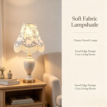 Set of 2 Linen Tassel Lampshade 6x13x10.6 Inches (Blue and white-2 Pack / 6*13*10.6in)