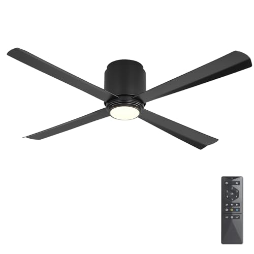 Flush Mount DC Ceiling Fan with Light