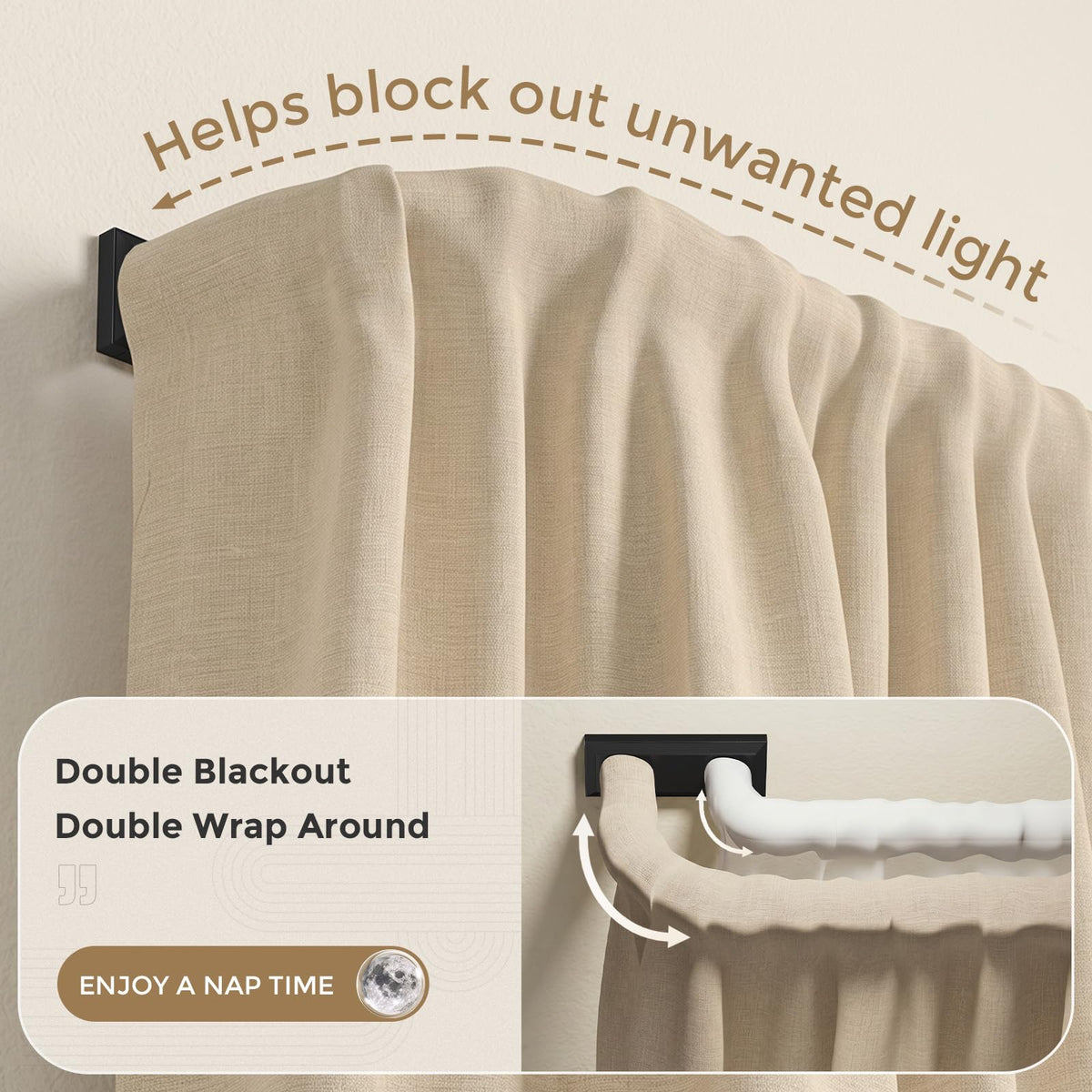 Double Curtain Rod 34 (Black / 34"-112")