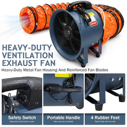 Portable Utility Blower Fan with Flexible Ducting