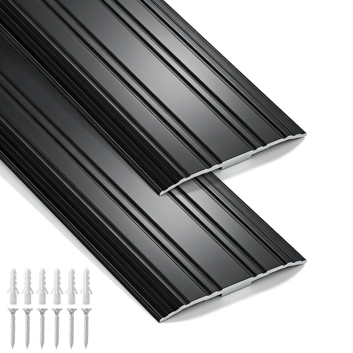 Sturdy Aluminum Door Threshold for Doorways (36''L x 6''W (2pcs) / Black)