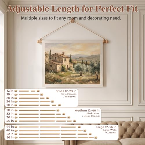 Adjustable Wooden Poster Hanger for Fabric Wall Decor