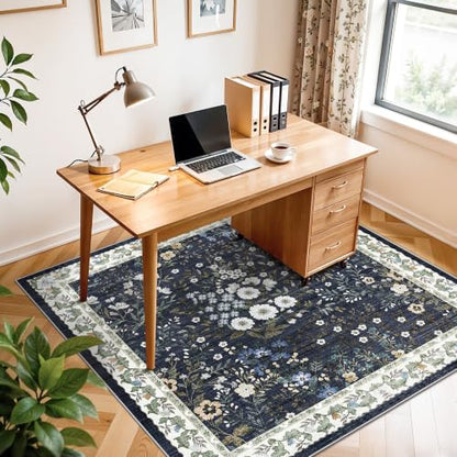 4x4 Square Entry Rug Foyer Entryway (Blue / 4x4)