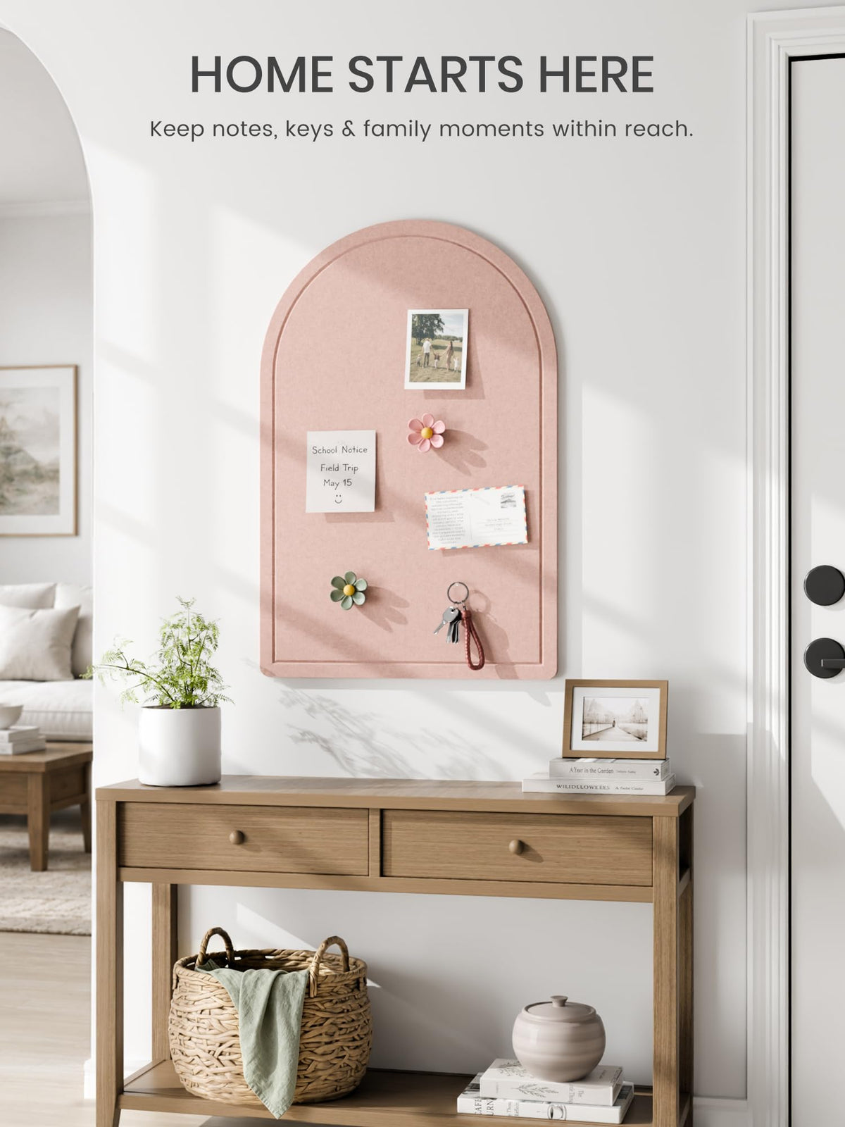 Large Arched Felt Bulletin Board 35.4''×23.6'' (Pink)