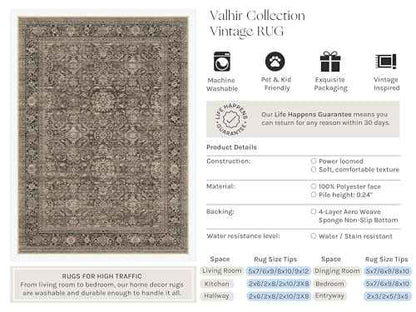 Brown Washable 2x12 Runner Rugs for Hallway Entryway (Retro | Brown / 2' x 12' (Runner))