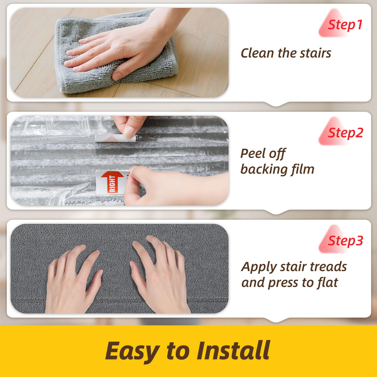 Non Slip Stair Landing Rug Mat (2'6" x 2'6" (Rectangular) / Light Grey)