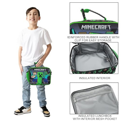 Minecraft Creepers and Block Characters Insulated Lunch Kit (Minecraft Block Green)