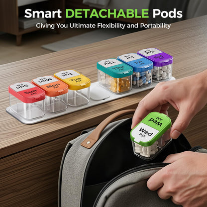 Extra Large Pill Organizer 2 Times a Day (Rainbow/White)