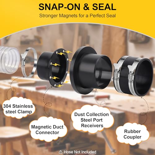 Magnetic Dust Collection Fittings for 4" Shop Vacuums Dust Hose