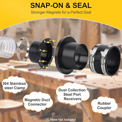 Magnetic Dust Collection Fittings for 4" Shop Vacuums Dust Hose