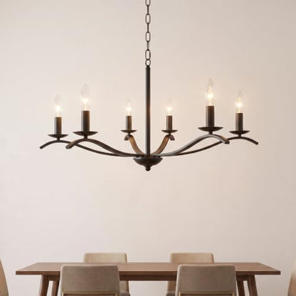 Modern Farmhouse Chandelier 6 Light Candle Large Light Fixture for Dining Room Living Room Kitchen Island