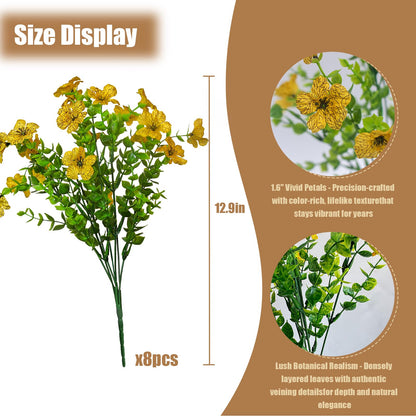 Artificial Fall Mums Outdoor Flowers (Fall Mum-yellow-12 Bundles)