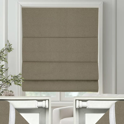 No Drill Roman Shades Cordless Blinds Blackout for Indoor Windows (Brown / 44"W x 64"H)