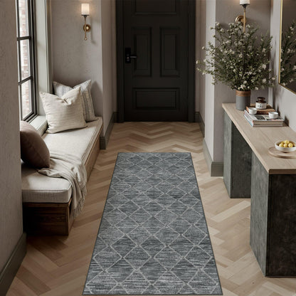 2x6 Runner Rugs Black Washable Hallway Rug (L| Black / 2' x 6' (Runner))