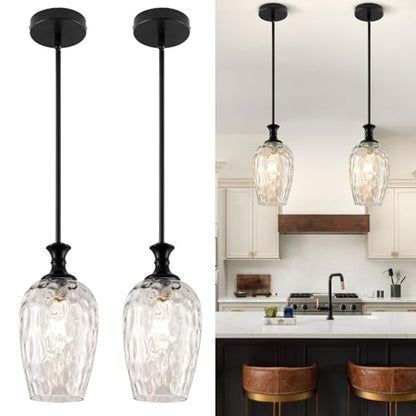 Glass Pendant Lights Kitchen Island (Black)