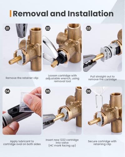 Shower Cartridge Kit Compatible with Moen 1222 Replacement Cartridge
