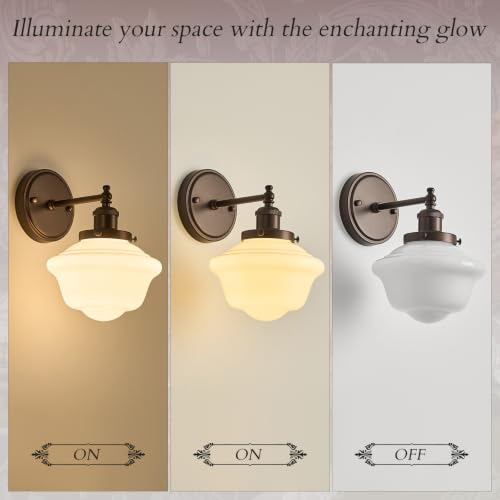 Milk Glass Wall Sconces Hardwired Wall Lamp Bathroom Vanity Light Bedroom Wall Sconces