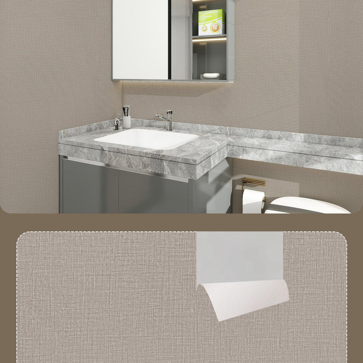 Khaki Grasscloth Peel and Stick Wallpaper 23.6"x480" (Khaki / 23.6" x 480")